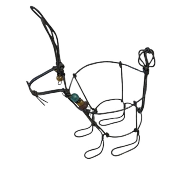 Vintage Crafted Beaded Wire‎ Art Minimalist Animal Sculpture Vase Candle Holder main image 6